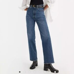 Levi’s premium Ribcage Straight Ankle jeans high rise Denim button fly crop 24